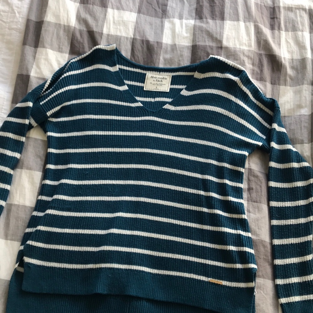 V-neck striped sweater